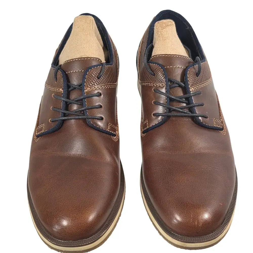 West Harris Boy's Harrison Dress Shoes Brown Navy Size 2M Classic Oxford